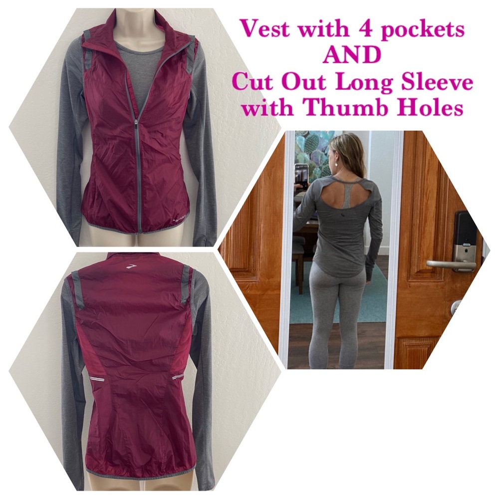 Long Sleeve Asics XS Athletic Shirt & Brooks Vest